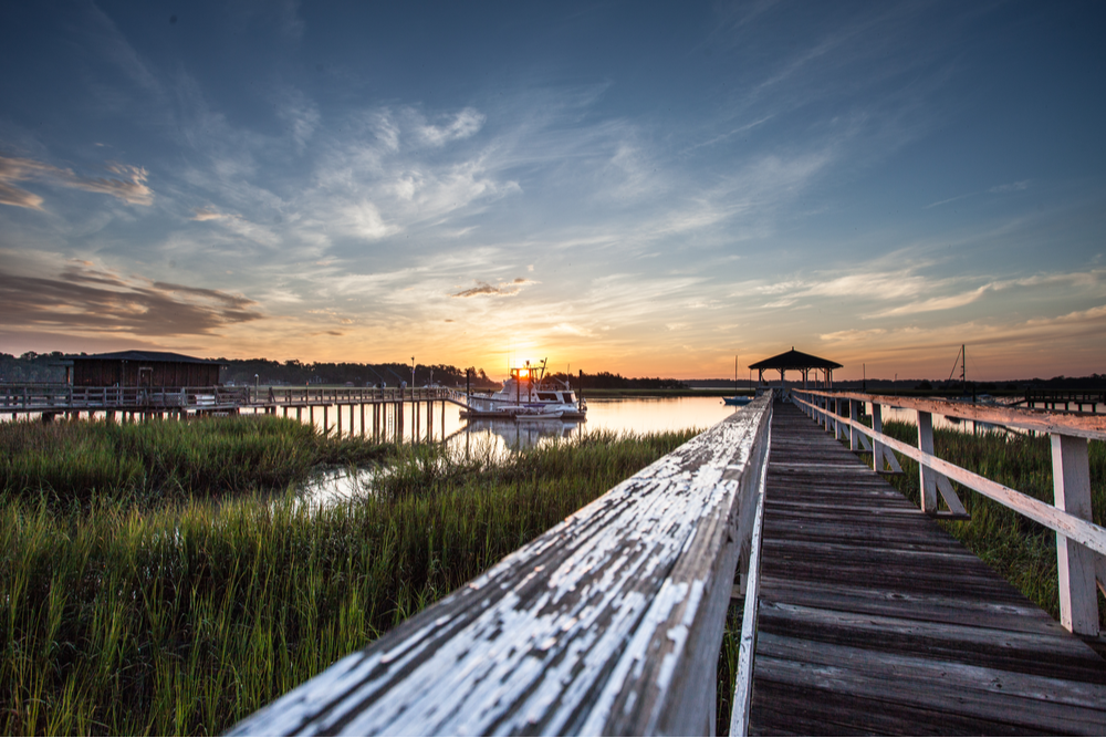 loading dock at sunset